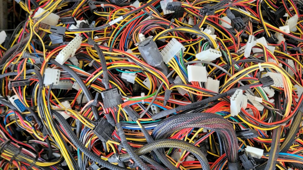 Posortowany elektrozłom przygotowany do transportu do punktu skupu